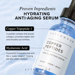 Asterwood ingredient shot with GHK-Cu and hyaluronic acid highlighting renewal and moisture benefit