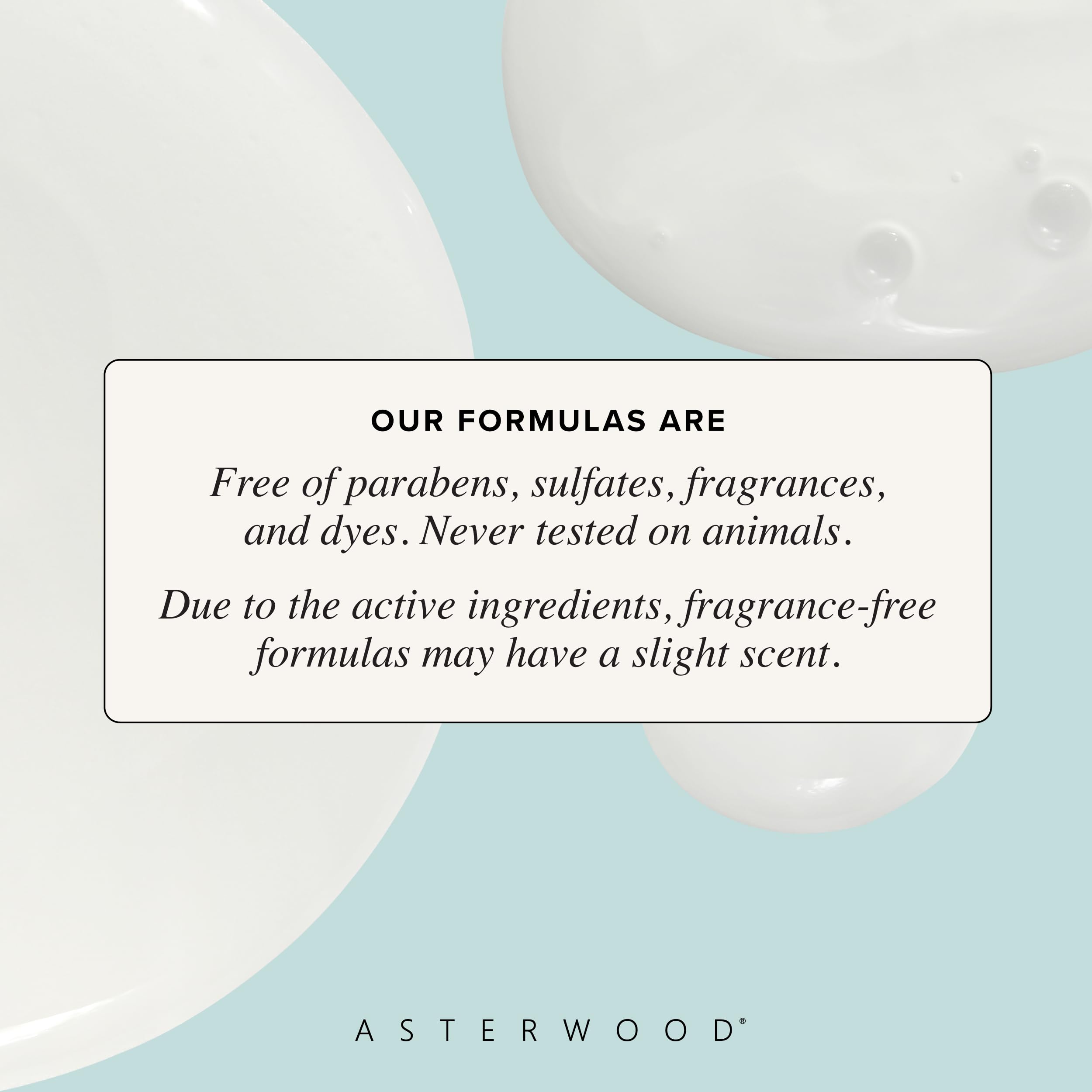 Asterwood label close-up highlighting ceramides and clean ingredients