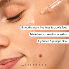 Asterwood serum dropper dispensing a precise hyaluronic drop