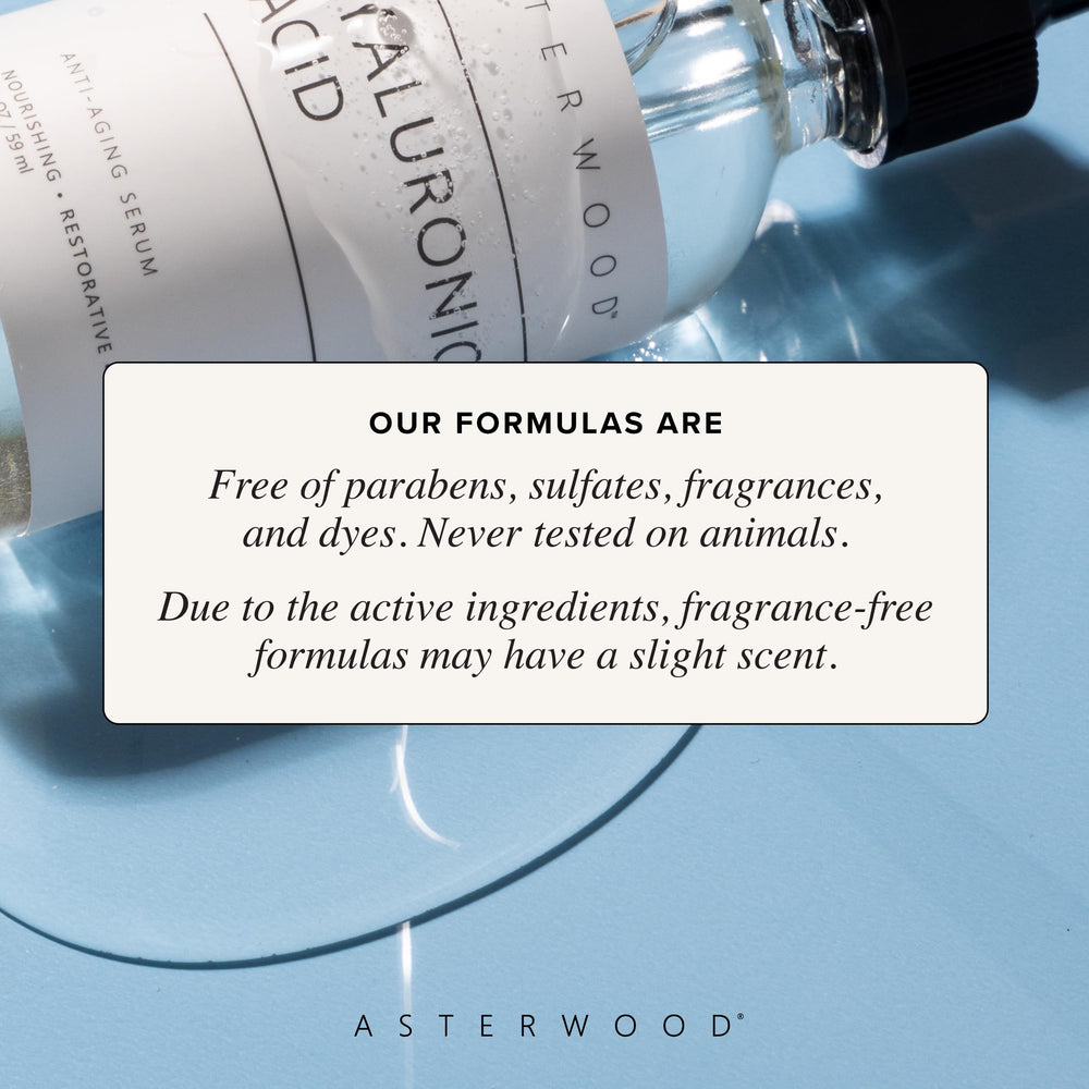 Asterwood serum applied to neck showing smoothing and firming benefit