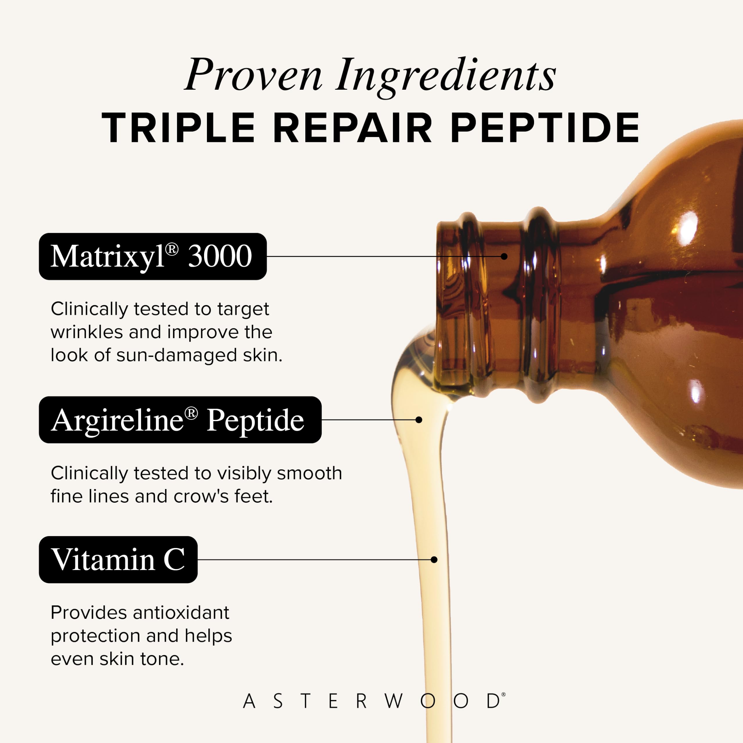 Asterwood serum texture on hand, illustrates lightweight hydration and fast absorption