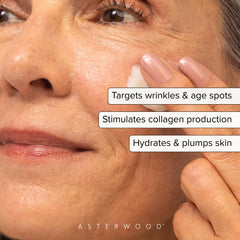 Asterwood cream texture close-up highlighting peptide-rich, non-greasy hydration