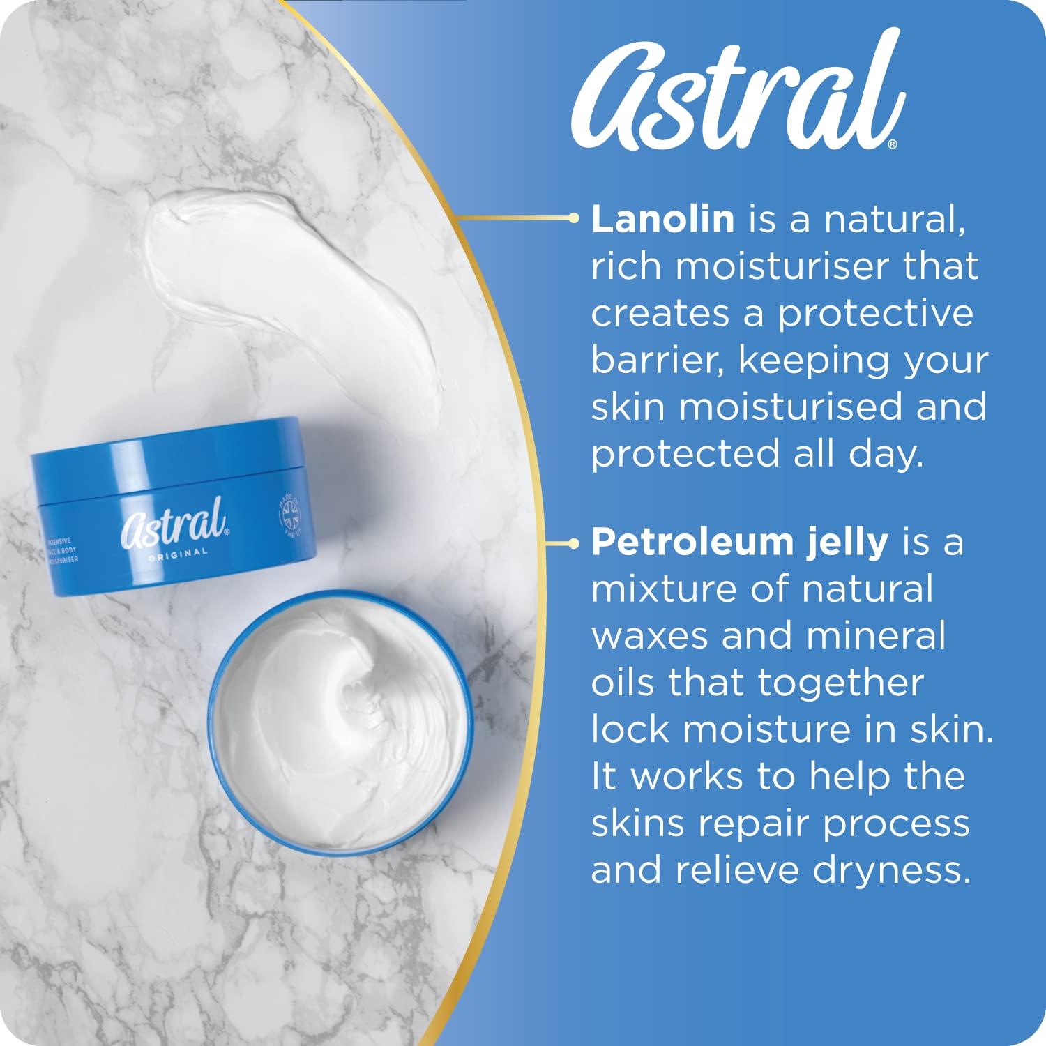 ASTRAL 500ml tub in hand for clear size and value context