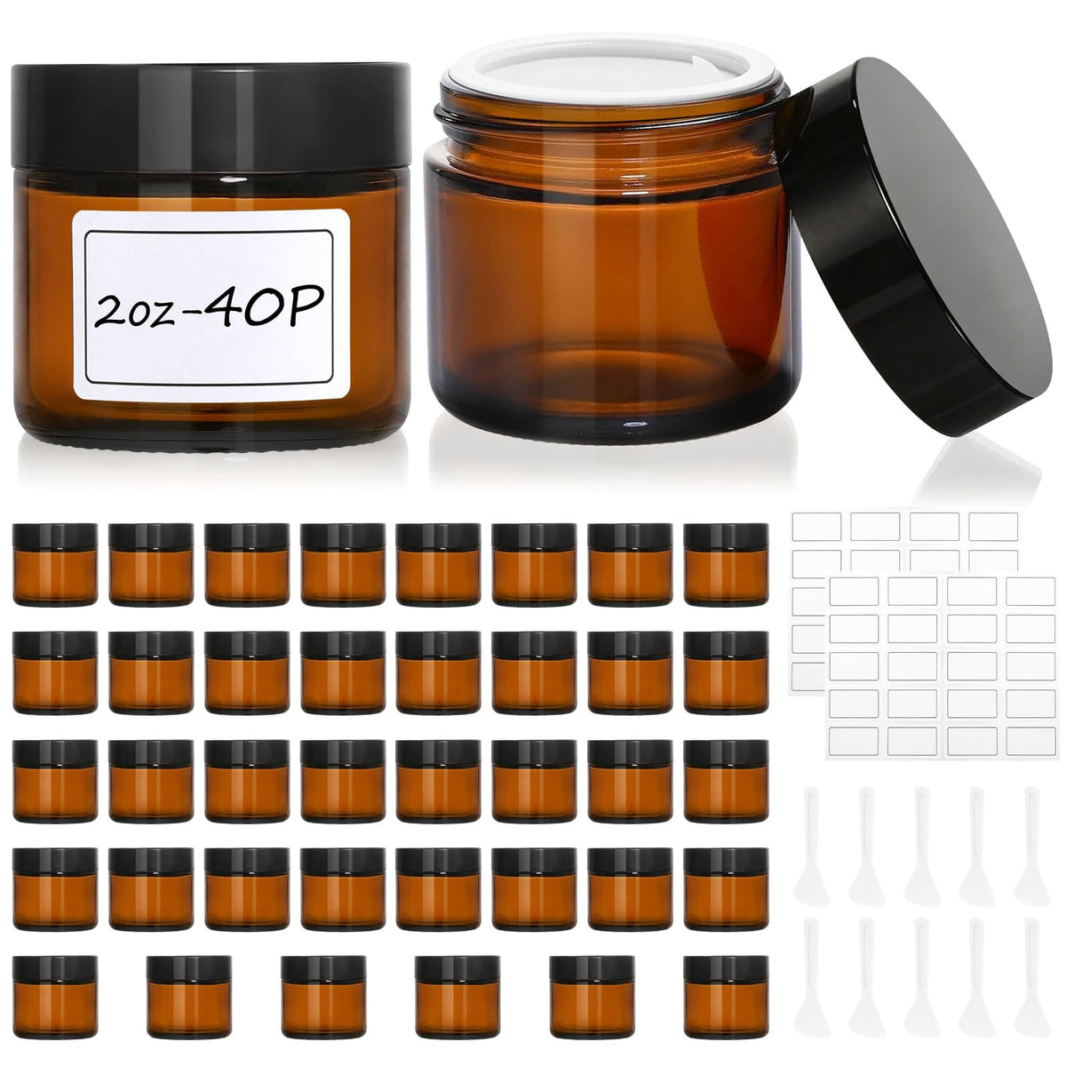 AstrivixDD front view of 40 amber glass jars kit showing ready-to-use convenience