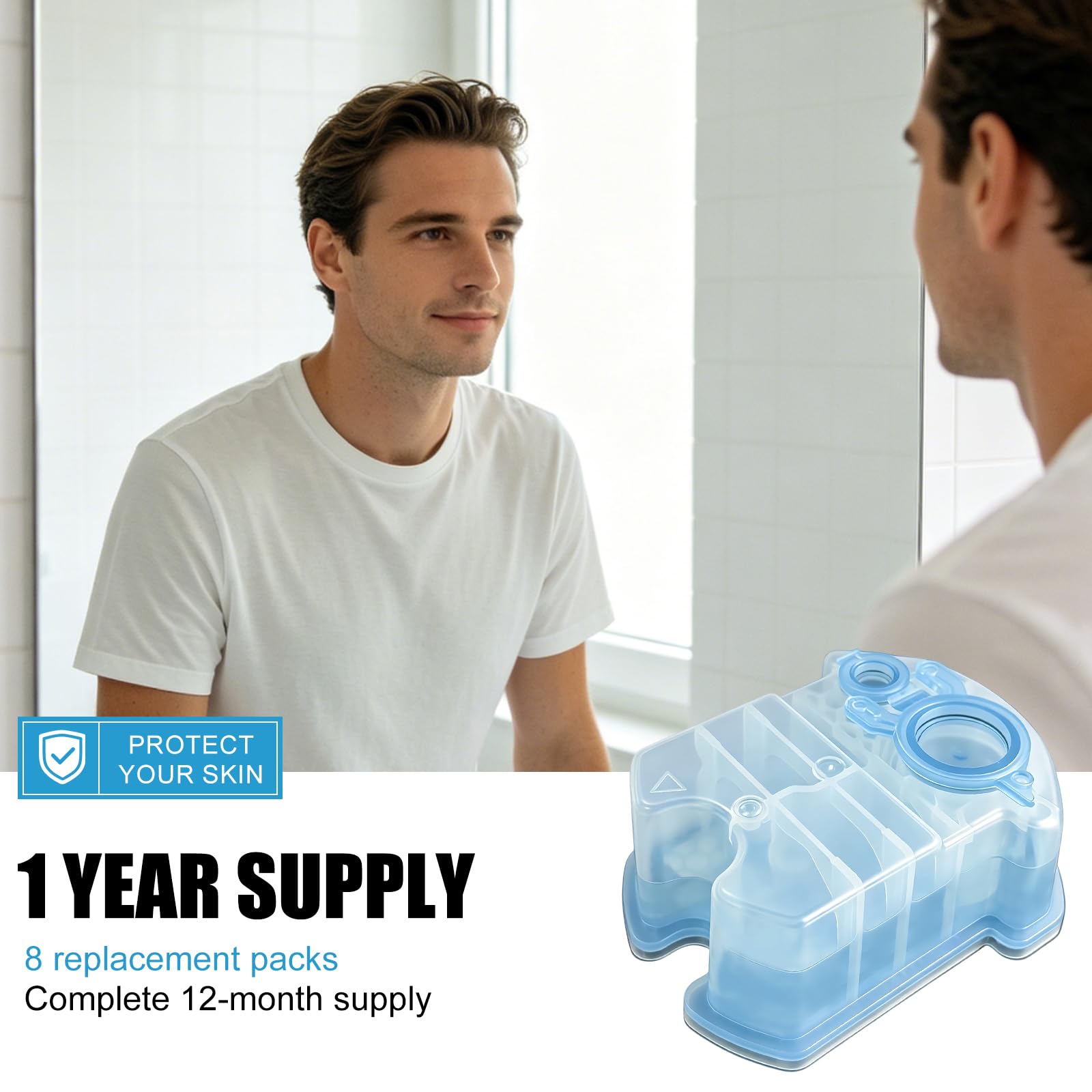 ASUCDEI refills on bathroom counter by shaver illustrating convenient everyday maintenance