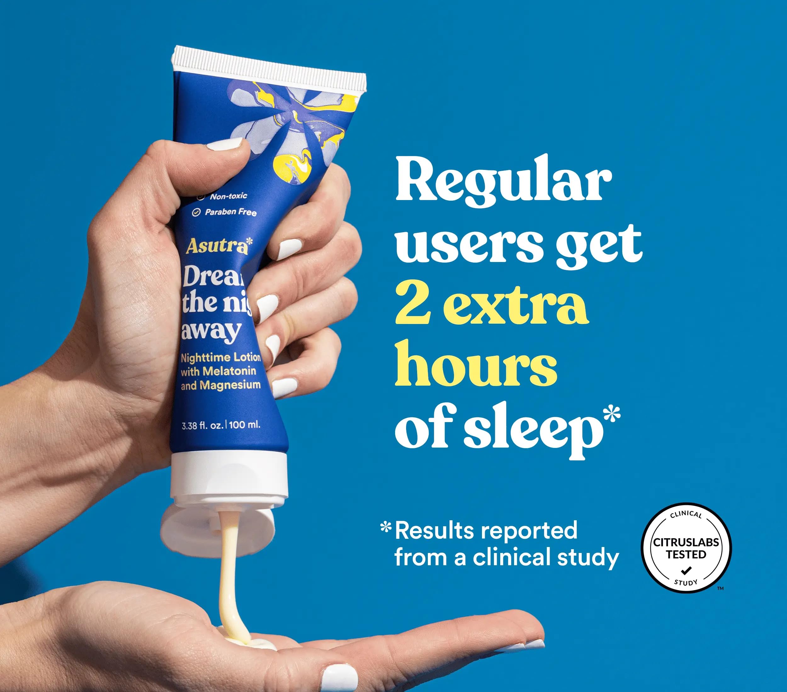 ASUTRA lotion on bedside table illustrating nightly routine benefit