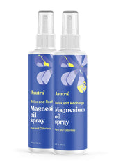 ASUTRA front packaging showing dual bottles and calm branding benefit: simple storage