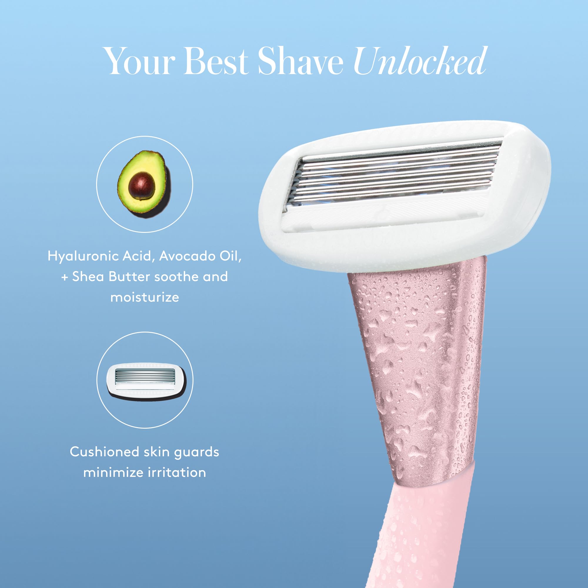 Athena Club in use leg shaving lifestyle image demonstrating gentle shave