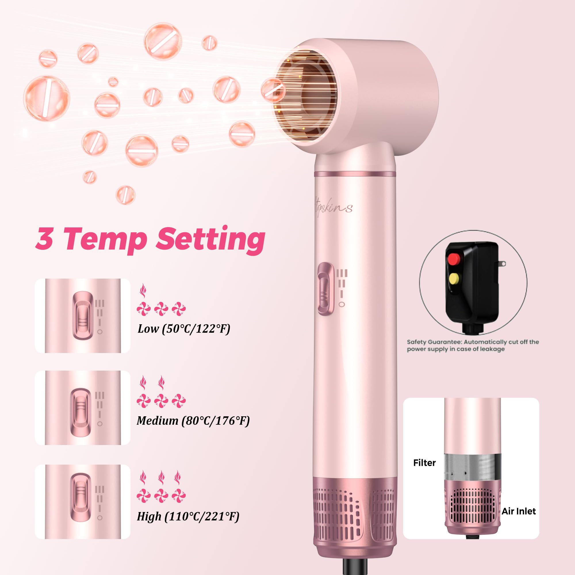 ATOPSKINS dryer nozzle attachment detail concentrating airflow for faster drying