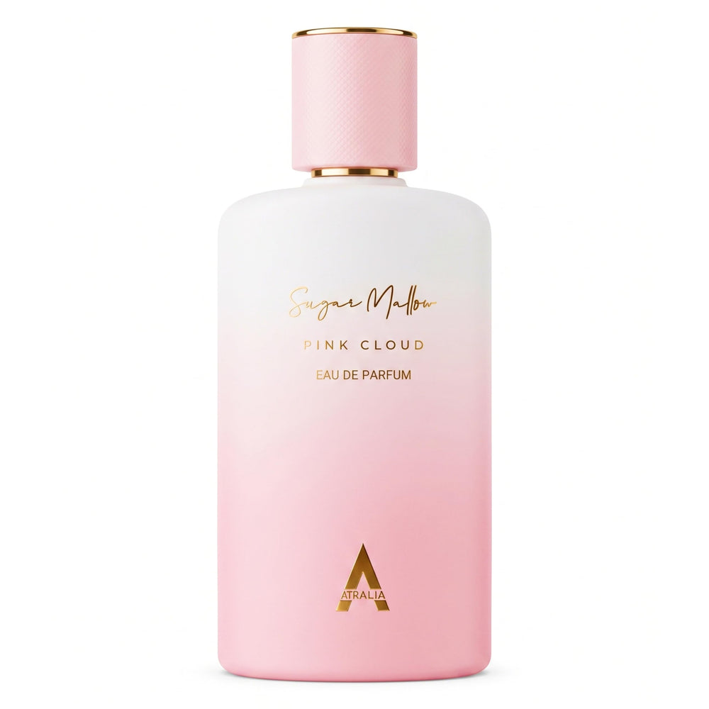 Atralia bottle front view showing pink glass and sleek cap, attractive display benefit