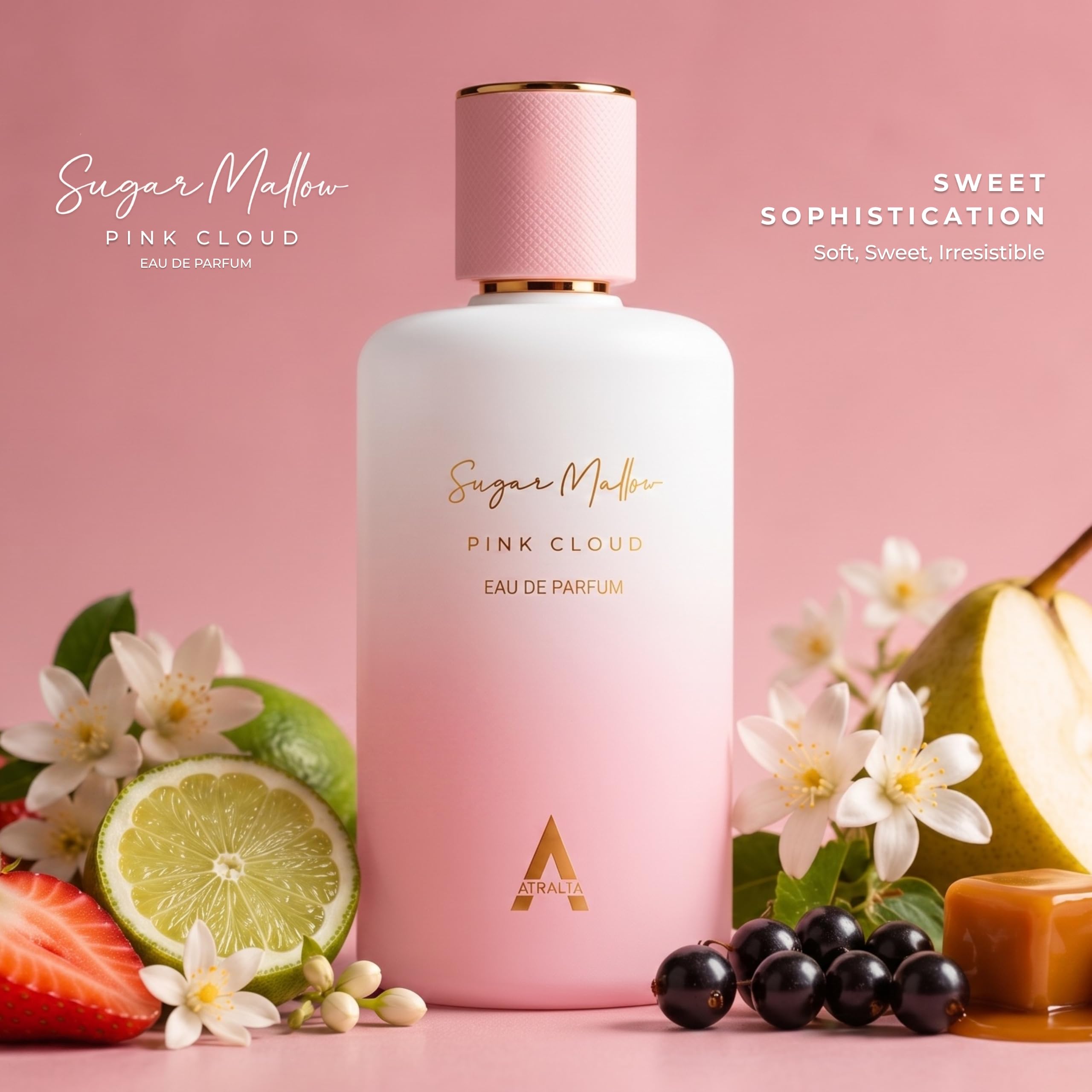 Atralia packaging label close-up highlighting fragrance name and clean branding for clarity
