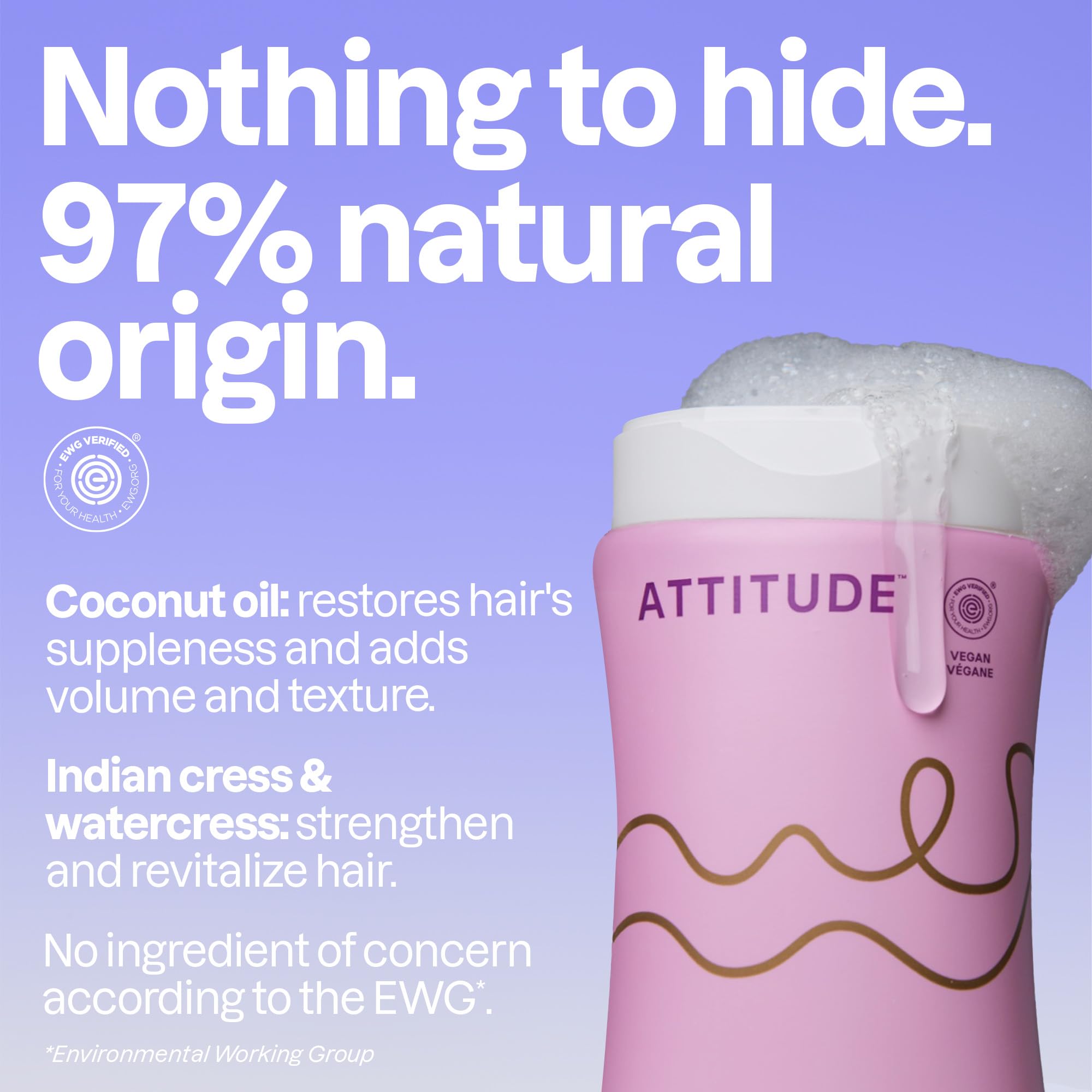 BIO SPECTRA ATTITUDE creamy light lather on hand for gentle curl cleansing