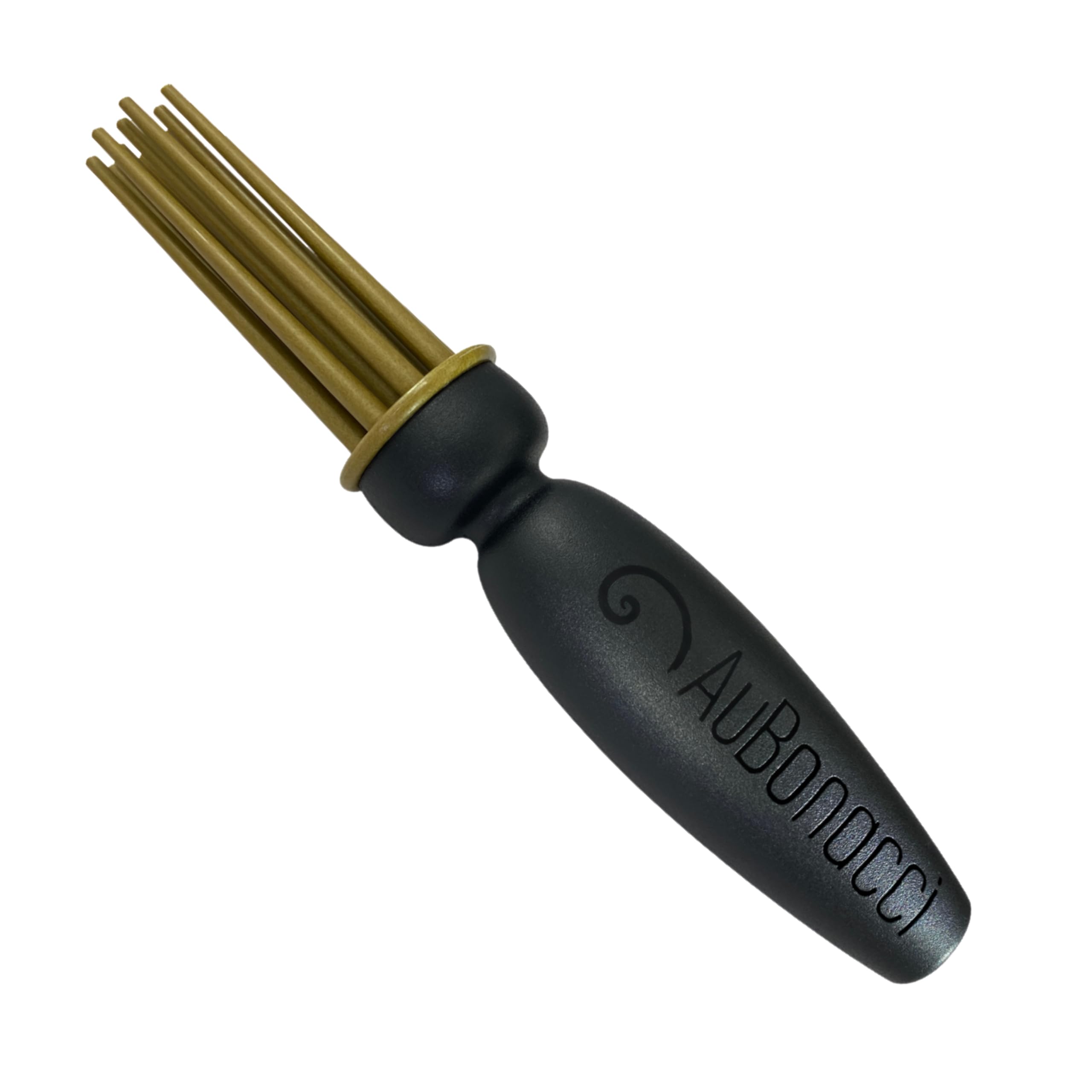 AuBonacci styler front view showing circular head and 12 smooth pins for gentle styling
