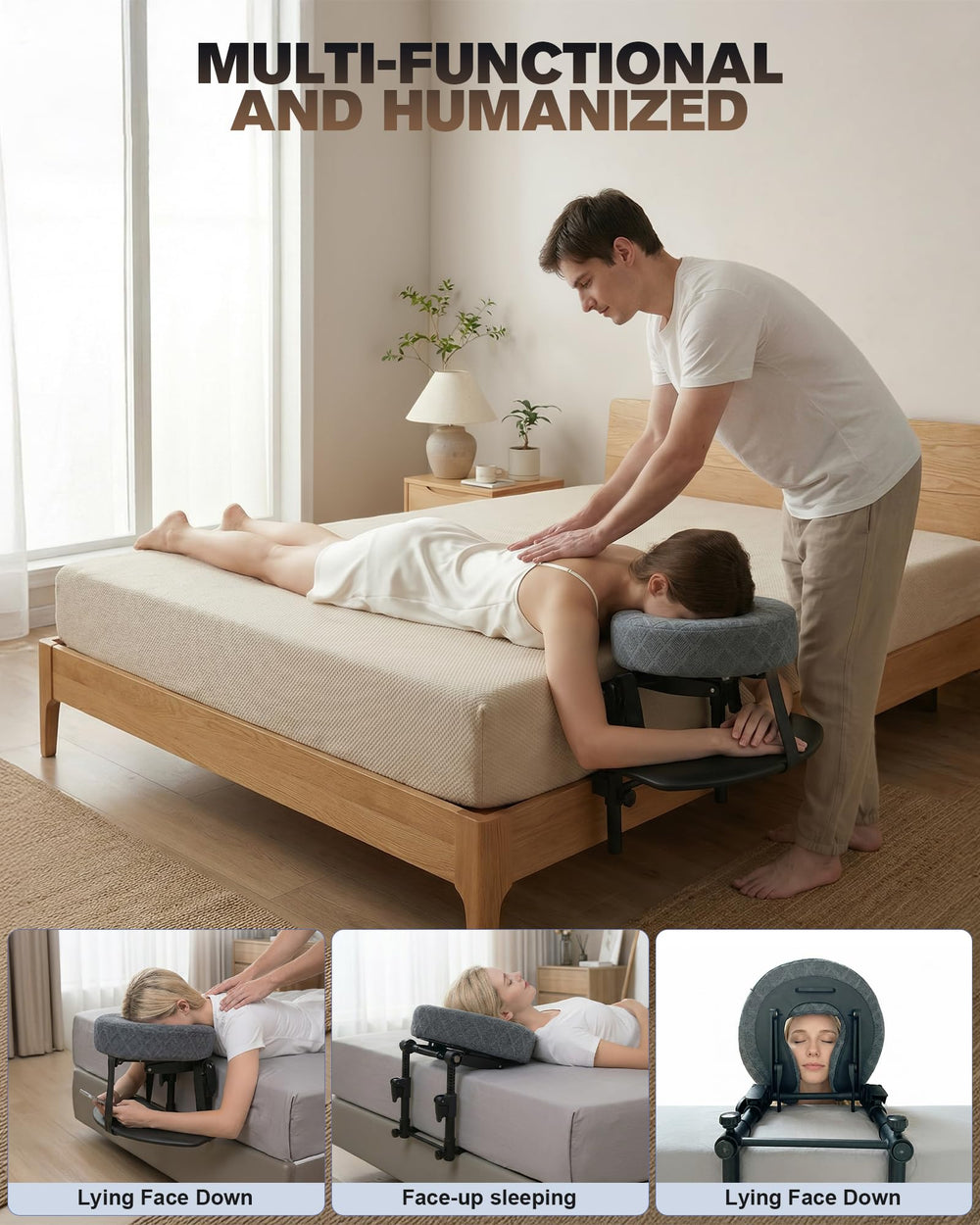 Aucoza close-up of memory foam U-shaped face pillow offering pressure-relief and comfort