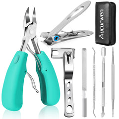 Aucurwen front view kit cyan showing full 7-piece set for home pedicure