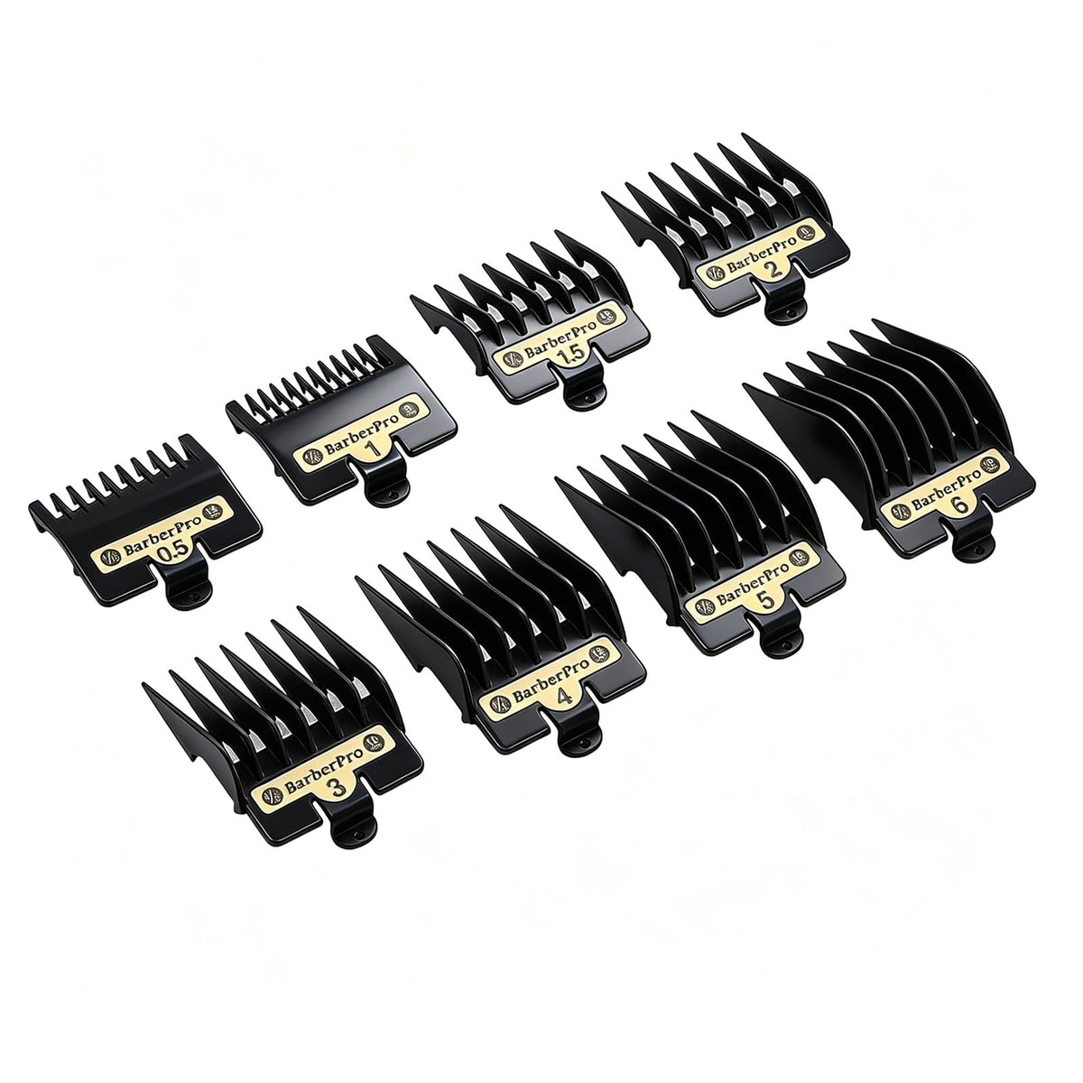 Audoc guide combs front packaging showing 8-piece set and fit details