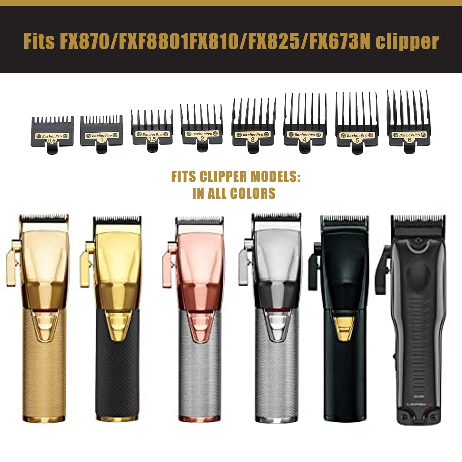 Audoc guide combs held in hand to show scale and easy snap-on benefit