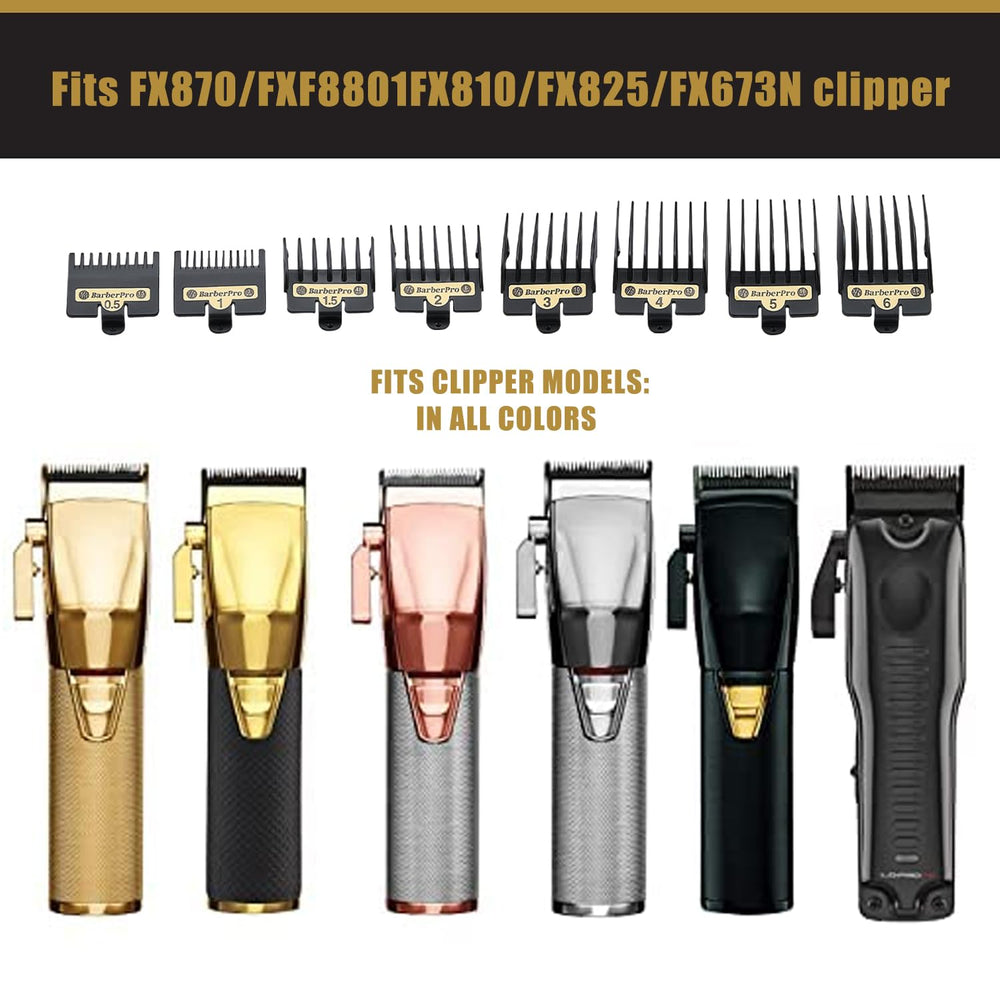 Audoc guide combs held in hand to show scale and easy snap-on benefit