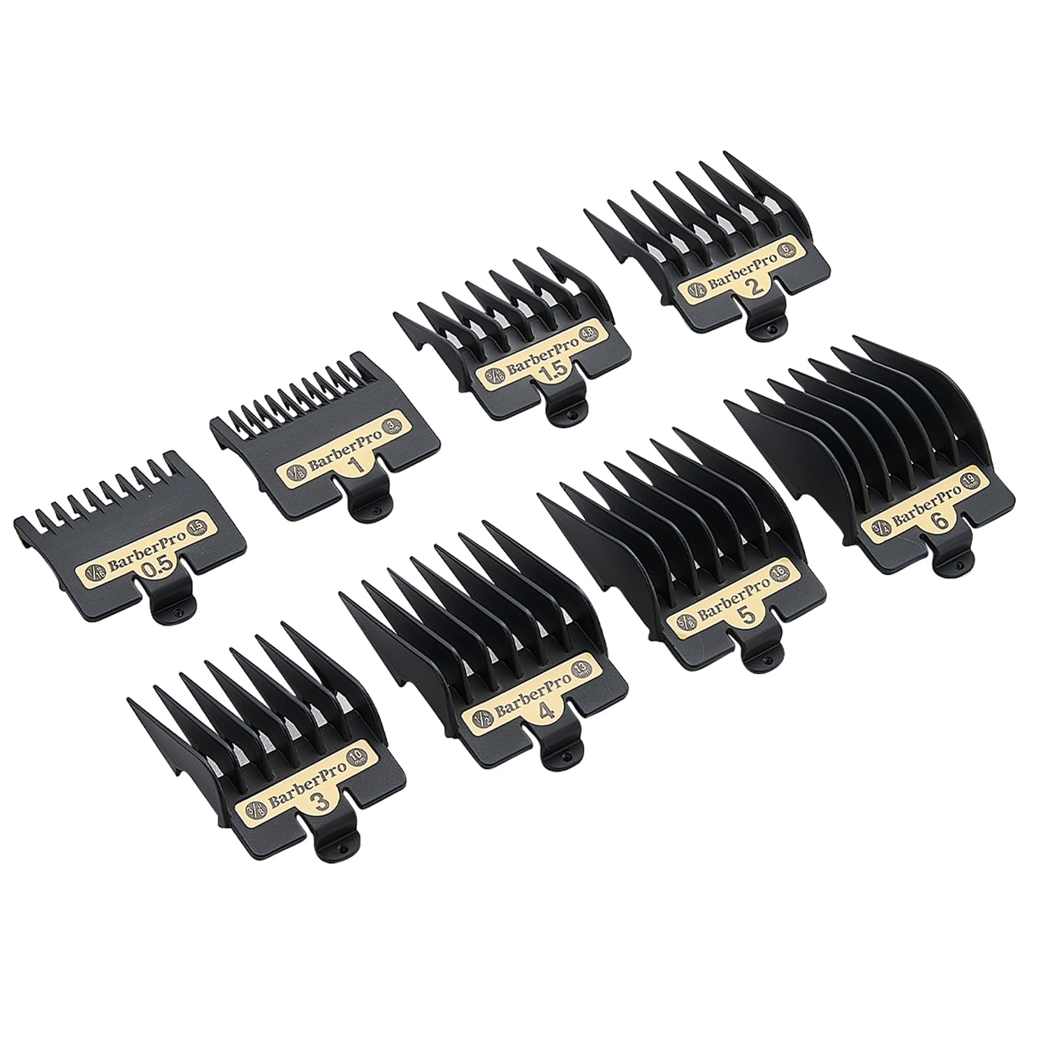 Audoc guide combs on a barber station showing professional-ready efficiency