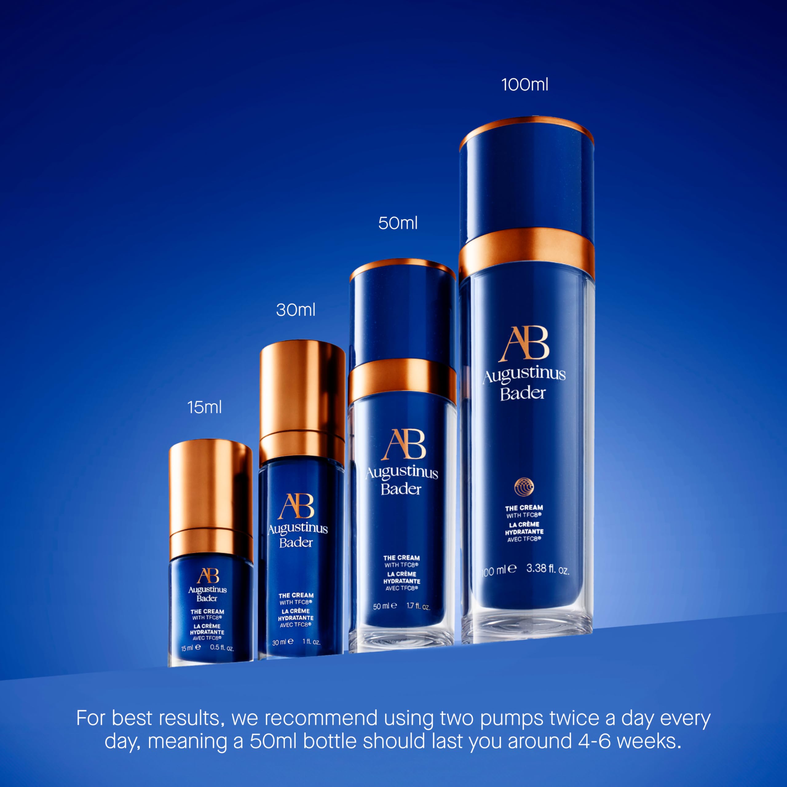 Augustinus Bader ingredient display with TFC8 visual highlighting nourishing complex
