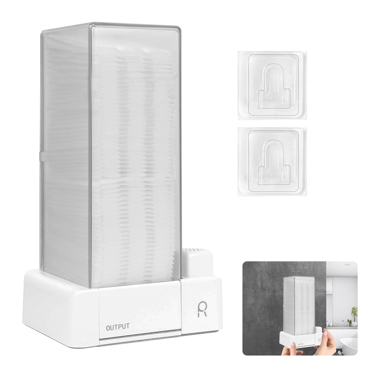 Aukiron front view grey cotton pad holder shows neat storage and quick dispensing benefit