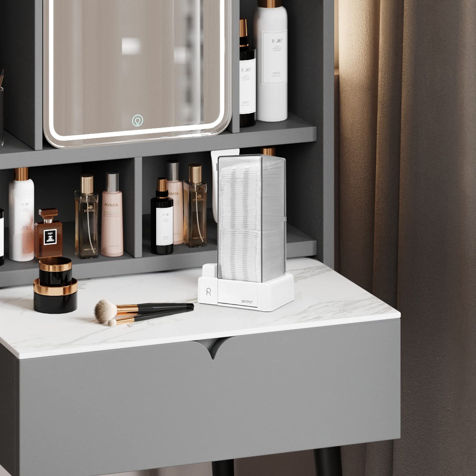 Aukiron lifestyle vanity styling shows tidy bathroom organization benefit