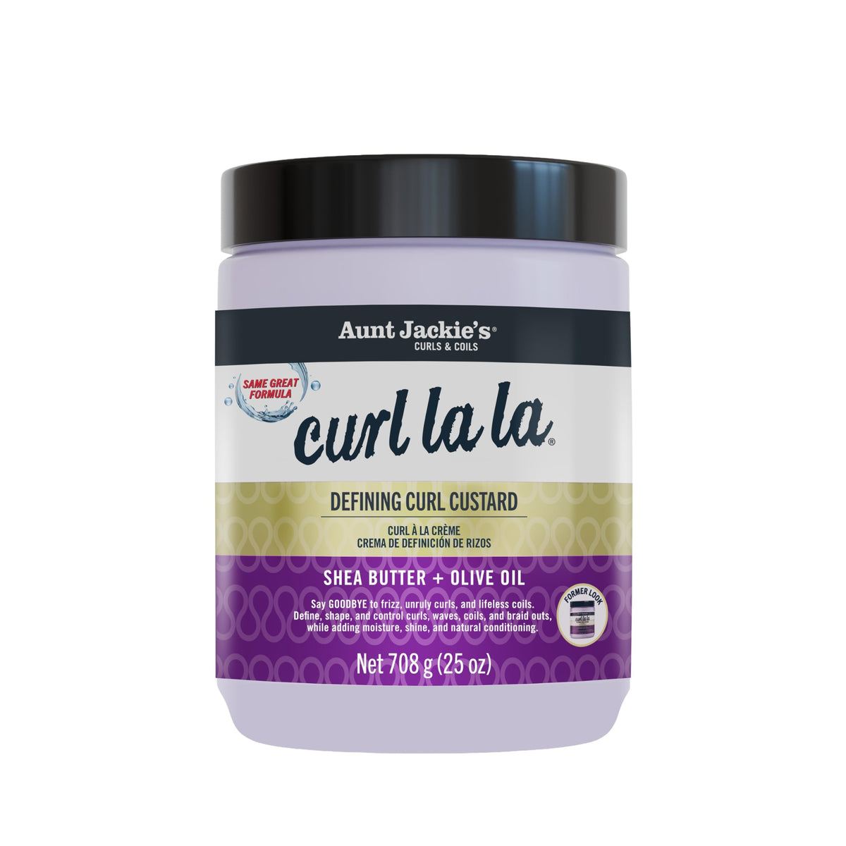 Aunt Jackie's front packaging 25 oz jar showing product name and benefits