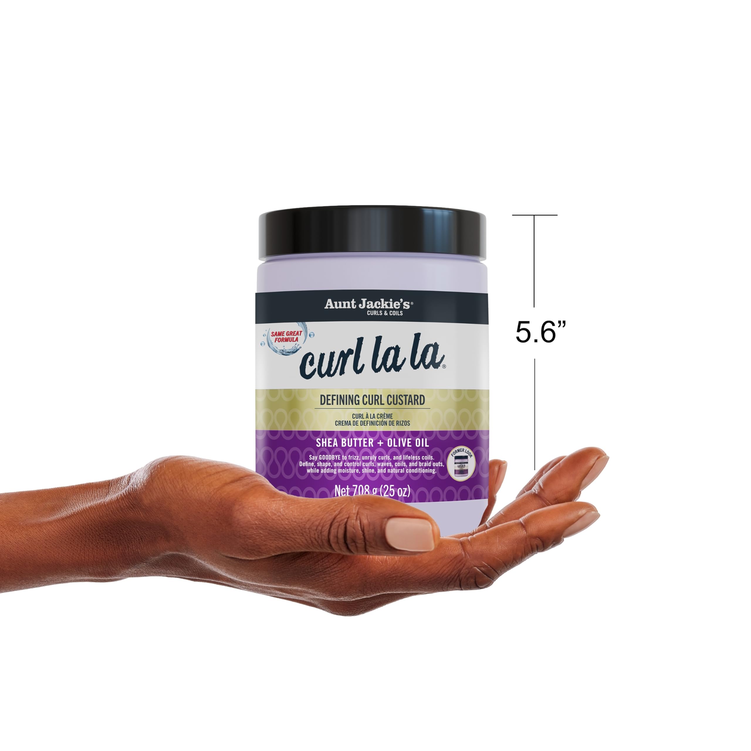Aunt Jackie's 25 oz jar beside common items to show large-size value