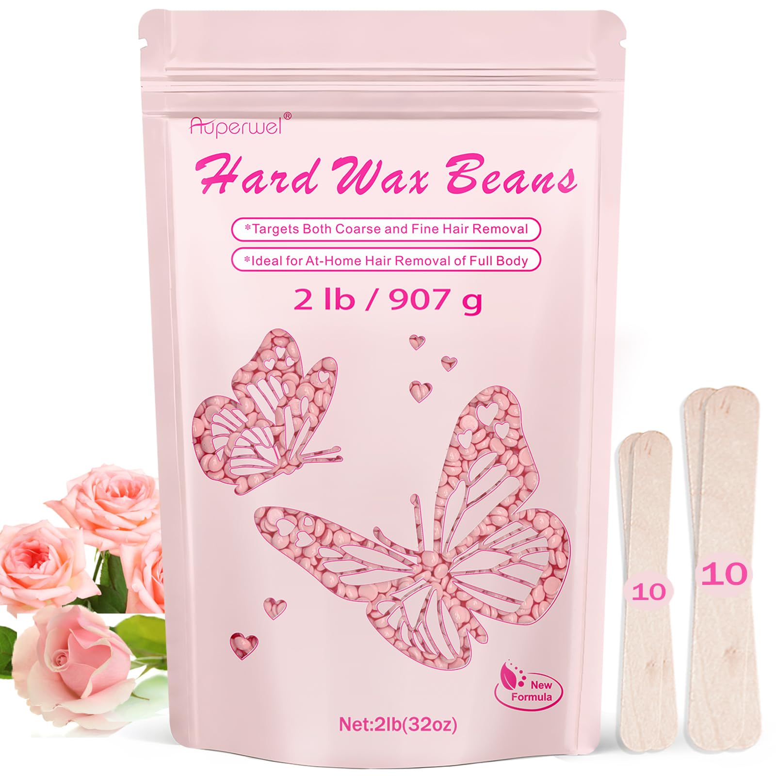 Auperwel front pouch showing rose wax beads and clear labeling for easy identification