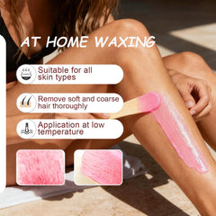 Auperwel melted wax in pot showing honey-clear stretchable texture for clean application