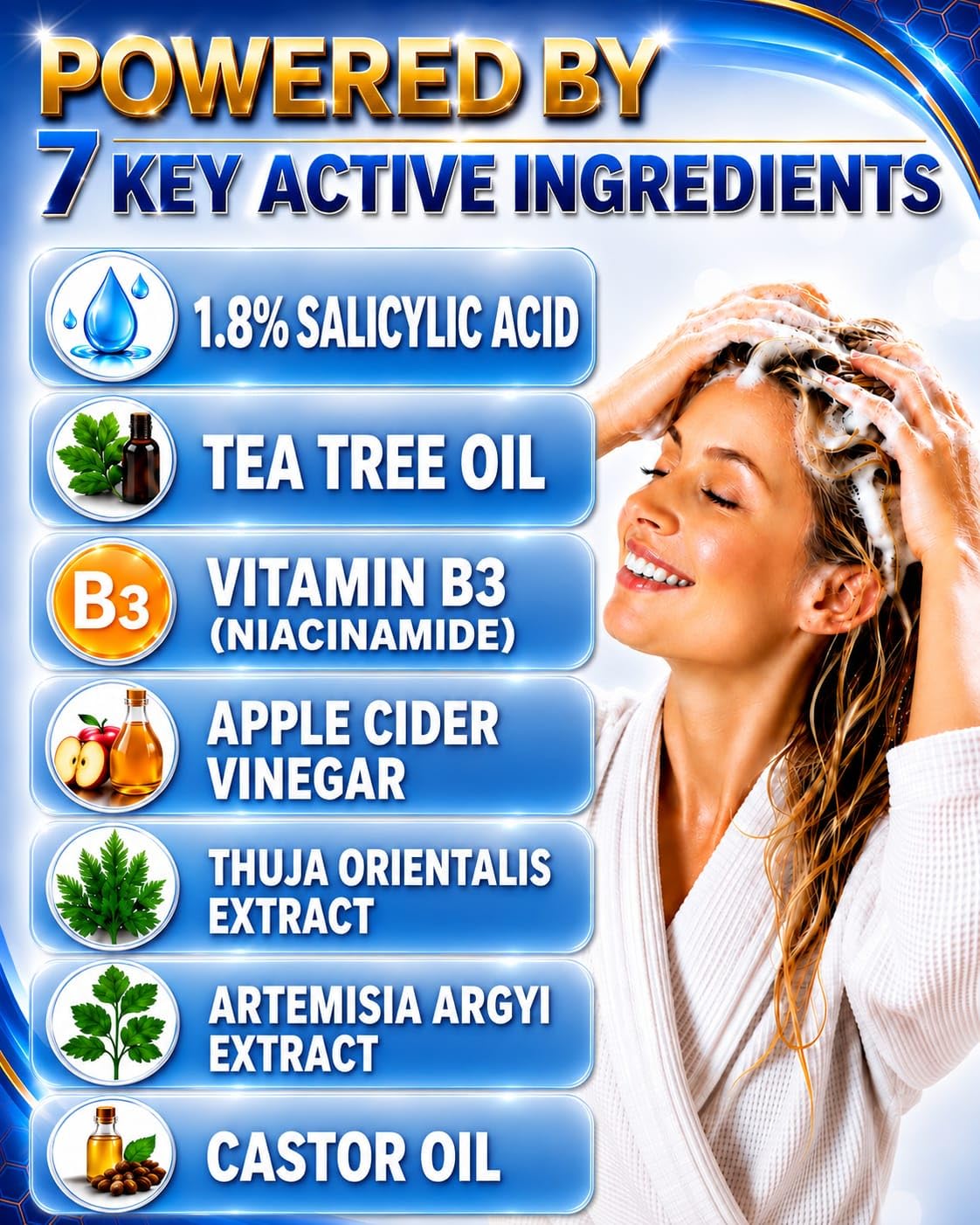 Aureline pump close-up label highlighting active ingredients