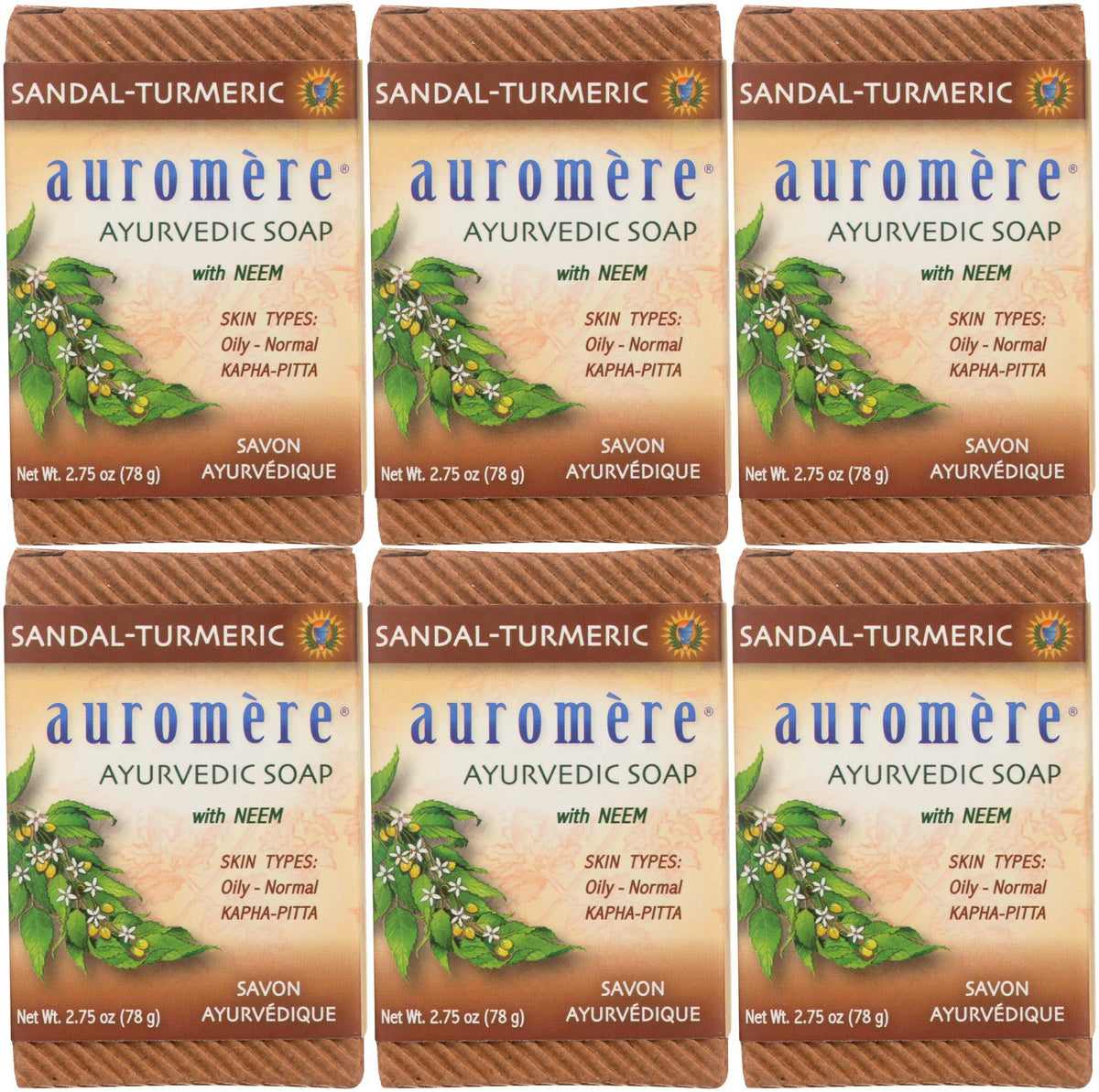 Auromere bar front packaging showing natural ingredients and eco benefit