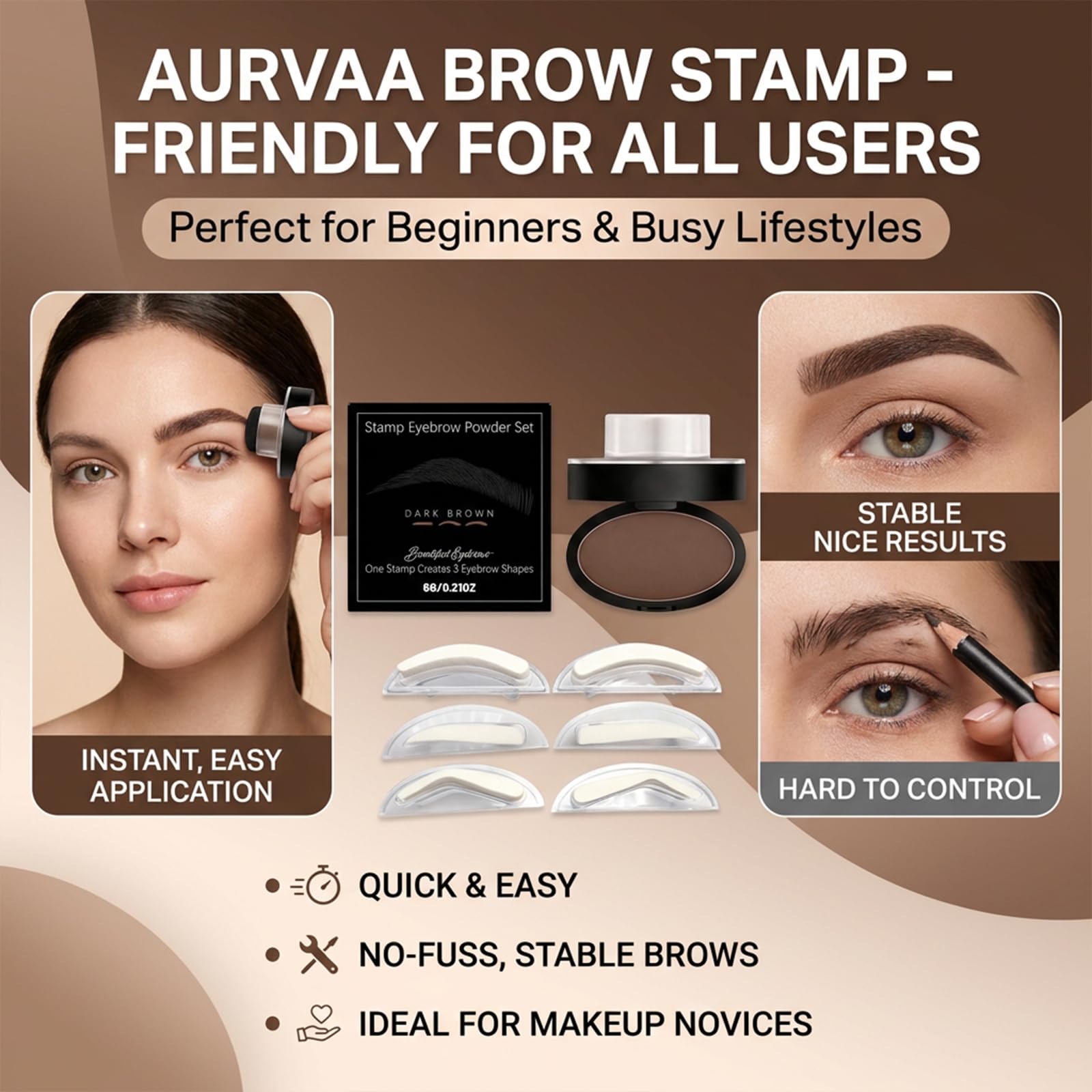 AURVAA finished brows on a model demonstrating natural, defined look