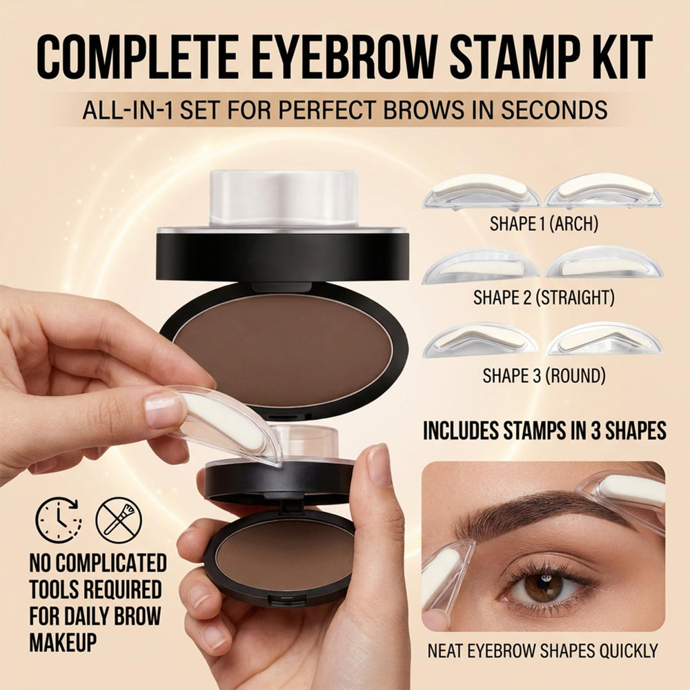 AURVAA three eyebrow stamp shapes flatlay for choosing style easily