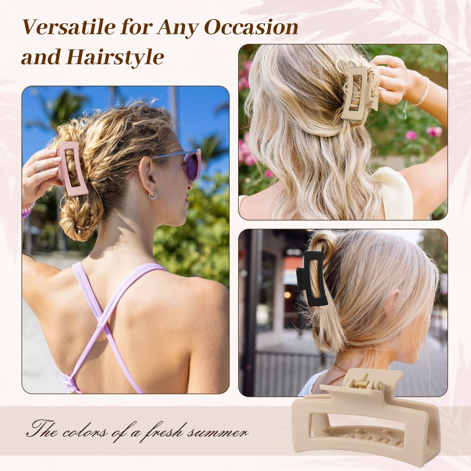Auseibeely four neutral color clips laid flat to match daily outfits
