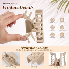 Auseibeely clip securing a messy bun showing secure hold for thick hair