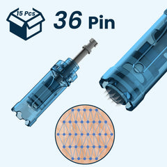 AUSGOOD closeup of 36 pins on cartridge, highlights precise even coverage