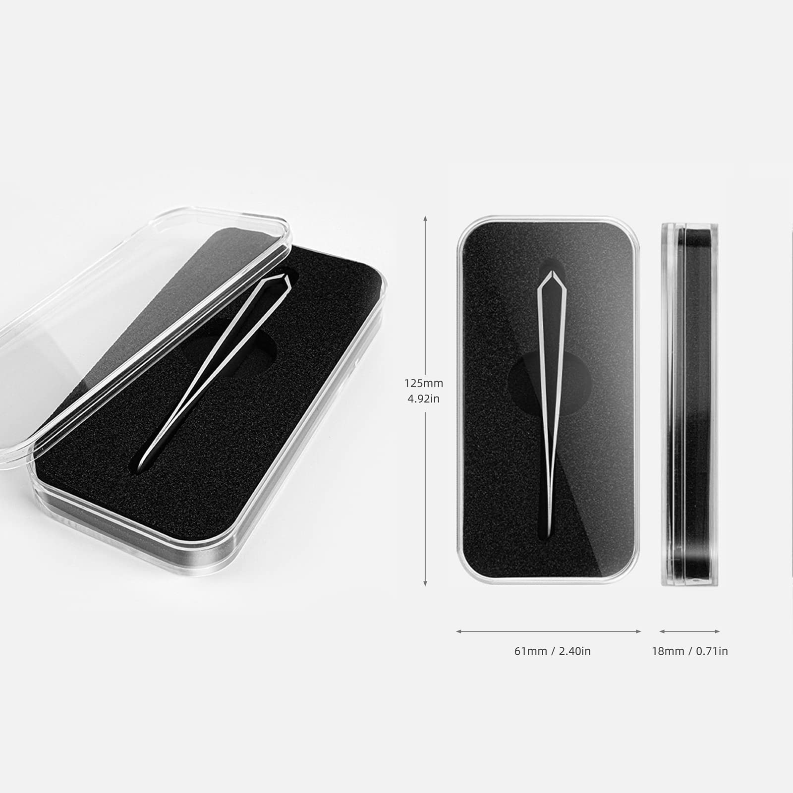AUSOMTEK tweezers removing beard hair illustrating accurate plucking with minimal pain