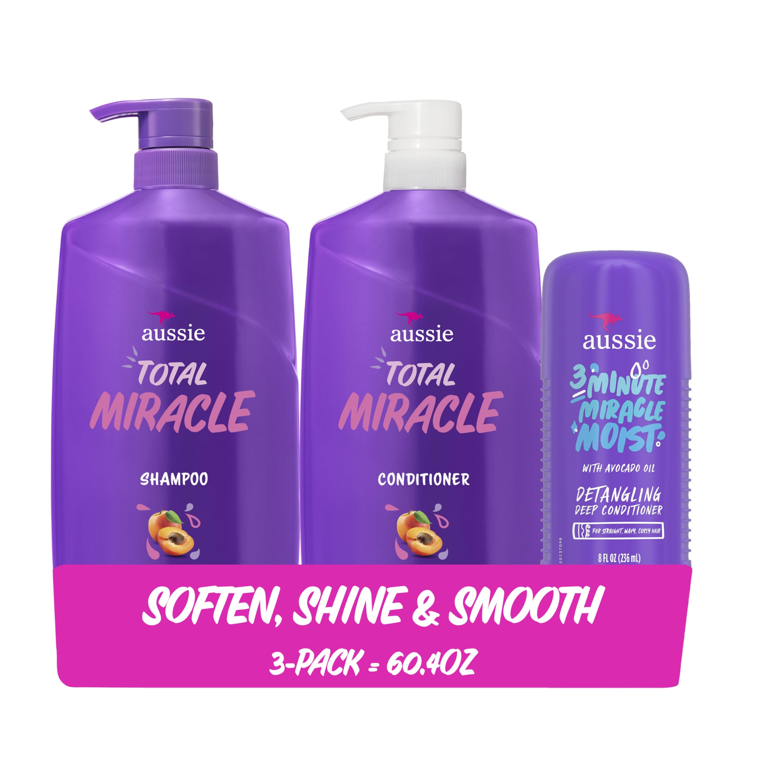 Aussie bundle front packaging showing shampoo conditioner and treatment benefits