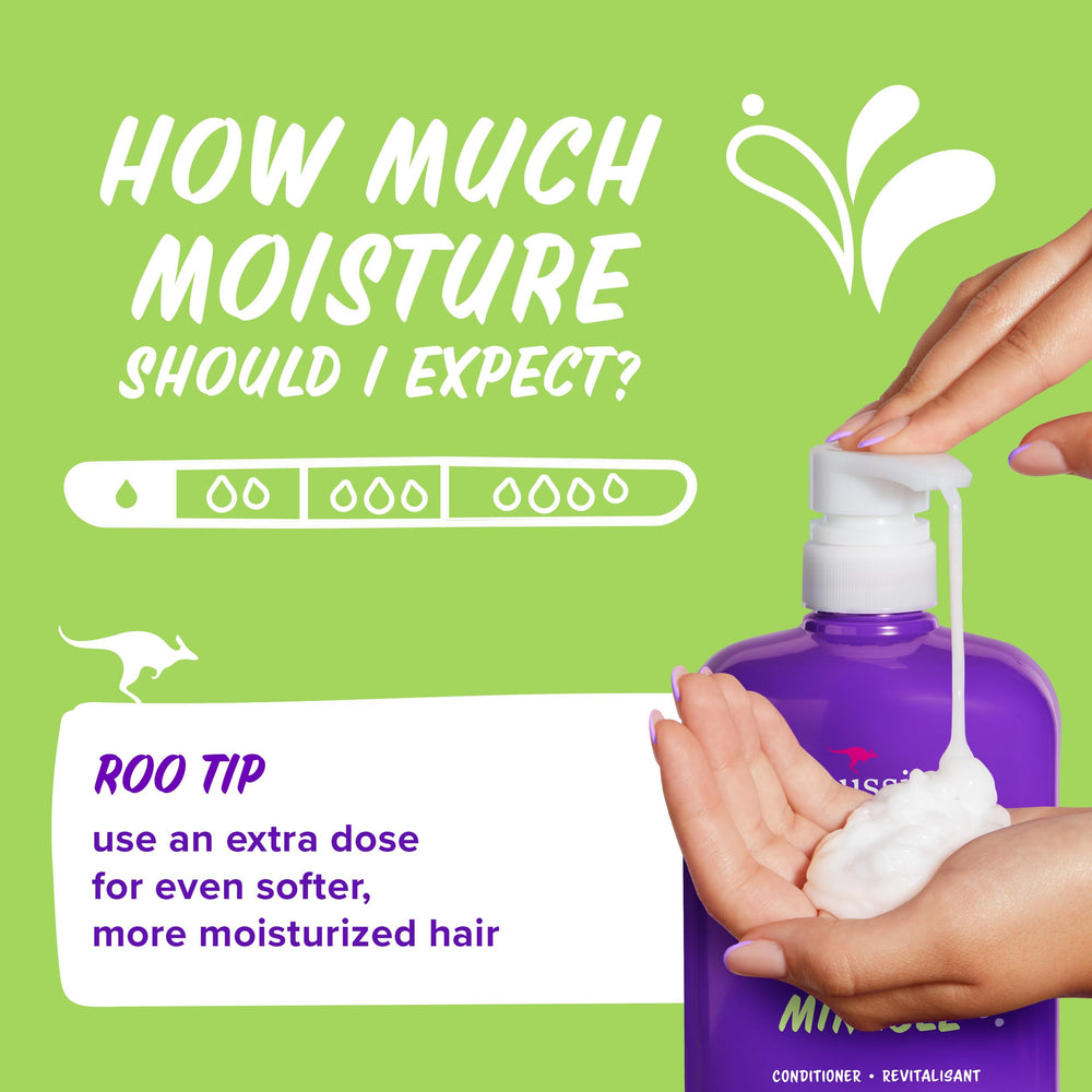 Aussie conditioner applied in shower demonstrating detangling and slip