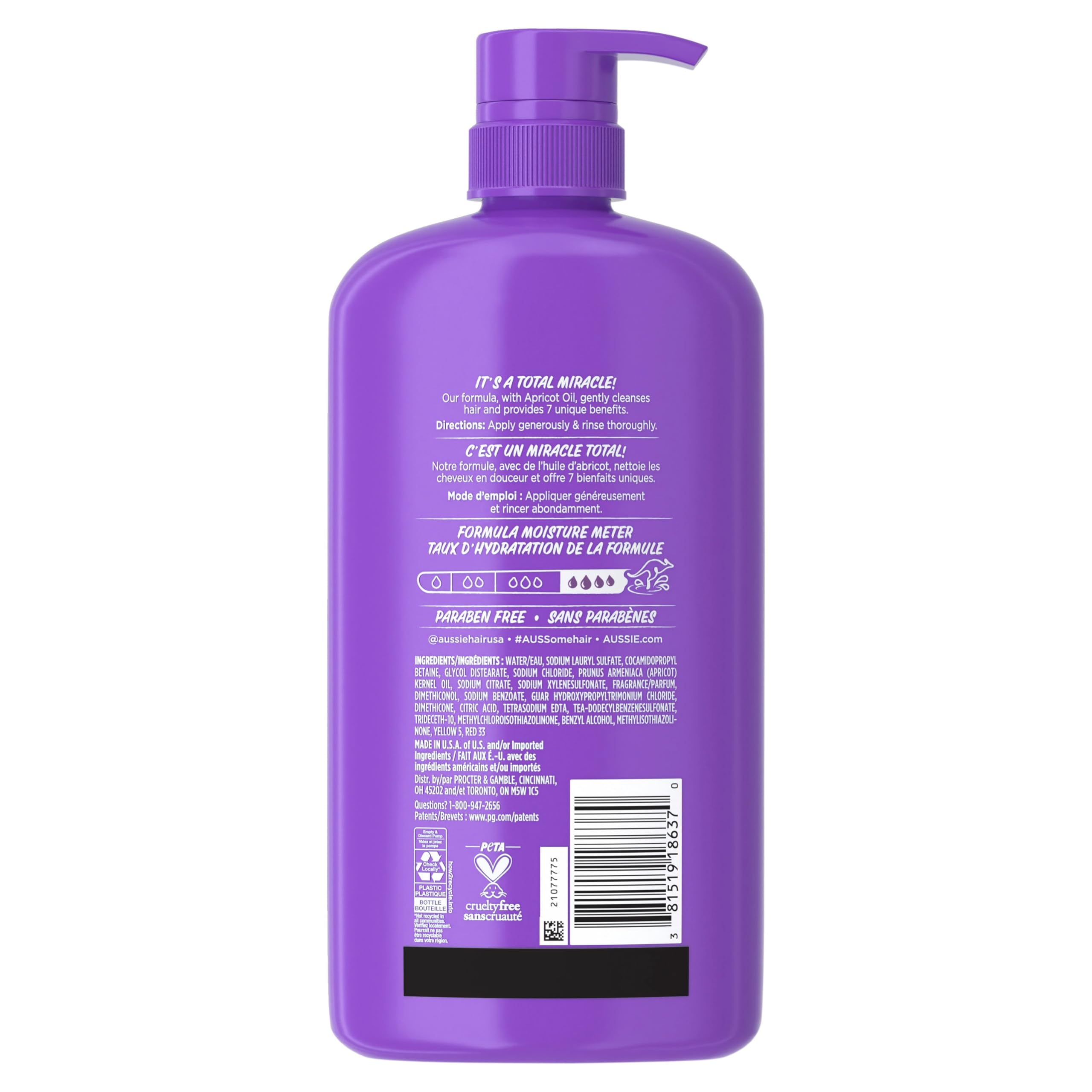 Aussie four-pack beside a ruler showing large 30.4 fl oz bottle size