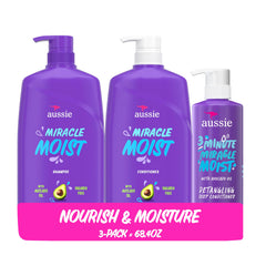 Aussie front packaging trio showing full-sized bottles and citrus floral scent benefit