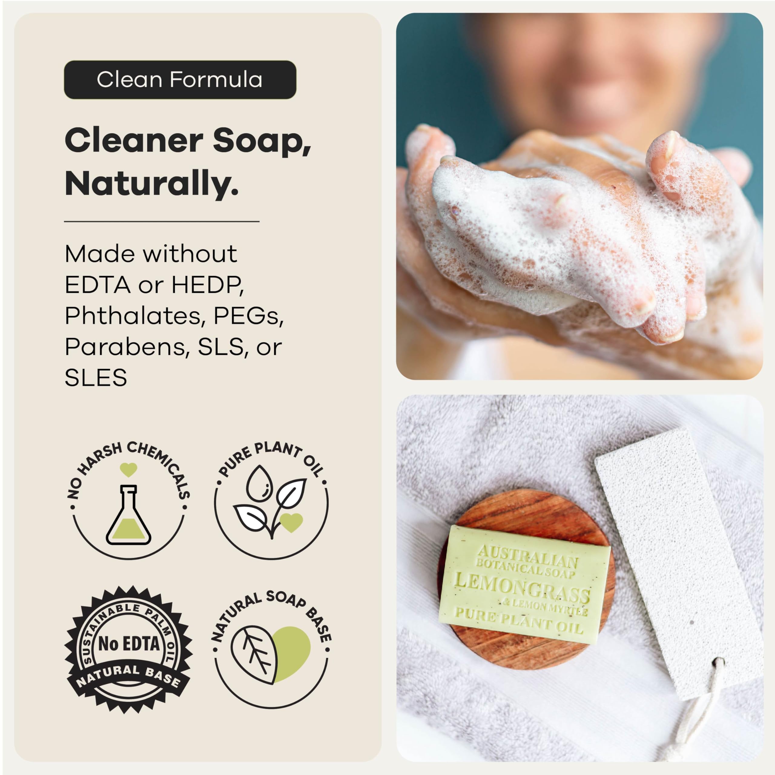 Australian Botanical Soap bar in hand illustrating extra-large 6.6 oz size and scale