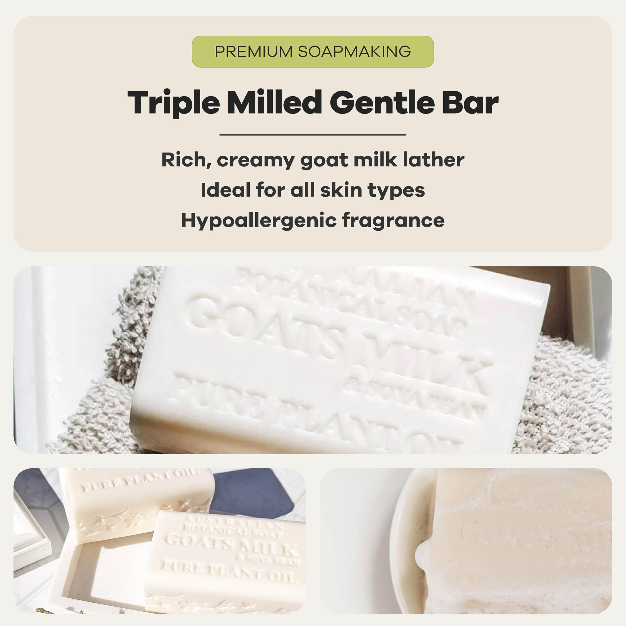 Australian Botanical Soap bar beside coin showing size and 6.6 oz scale for easy expectation