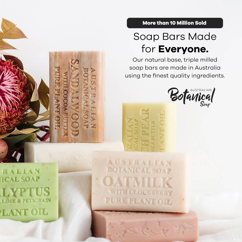 Australian Botanical Soap back of bottle showing ingredient list and formula transparency benefits