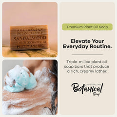 Australian Botanical Soap eight bars arranged to show variety and long-lasting value