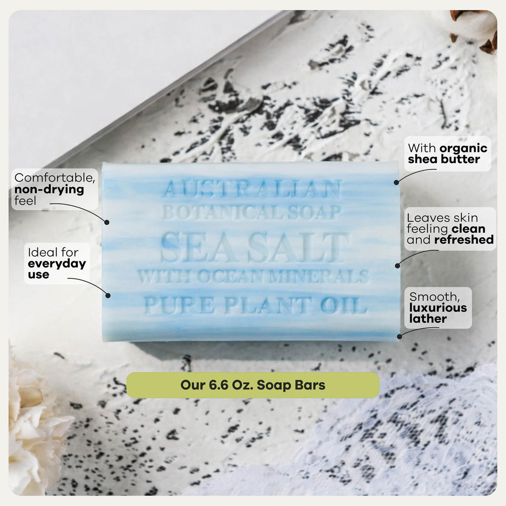Australian Botanical Soap bar in shower scene illustrating daily use and refreshing aroma