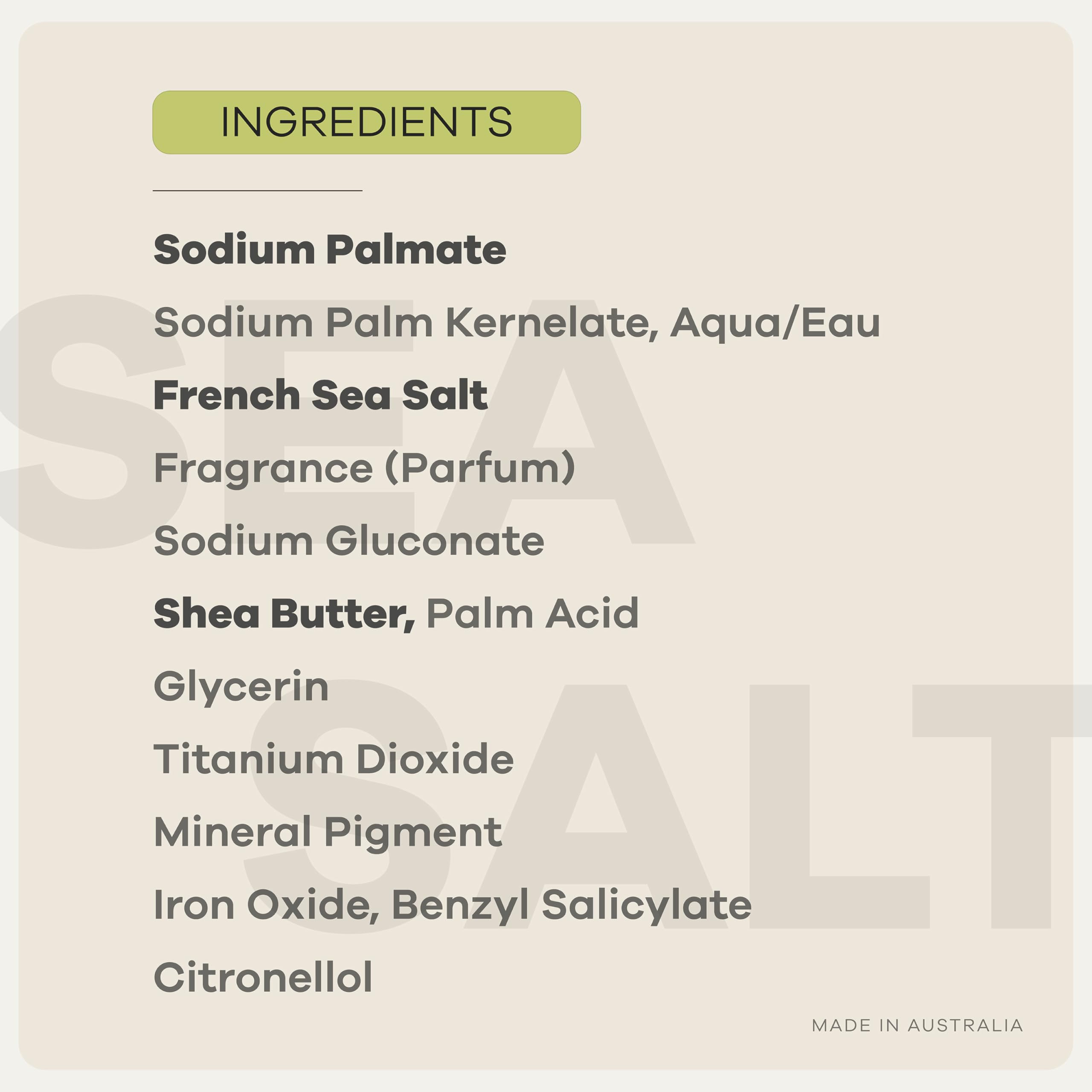 Australian Botanical Soap label close-up showing ingredient list and product transparency