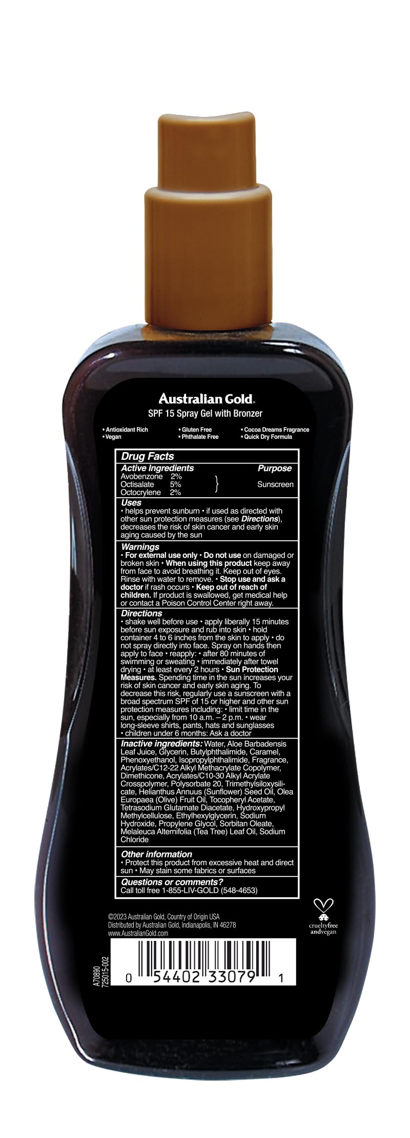 Australian Gold pump nozzle detail for precise, controlled application benefit