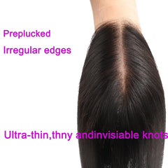 AUTTO 16 inch middle-part closure on mannequin demonstrating length and part